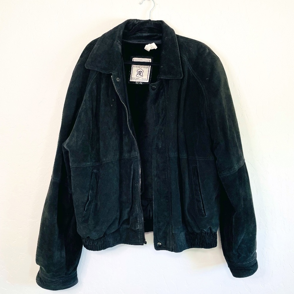 Vintage Genuine Leather Wilda Black Suede Lined Jacket 2XL